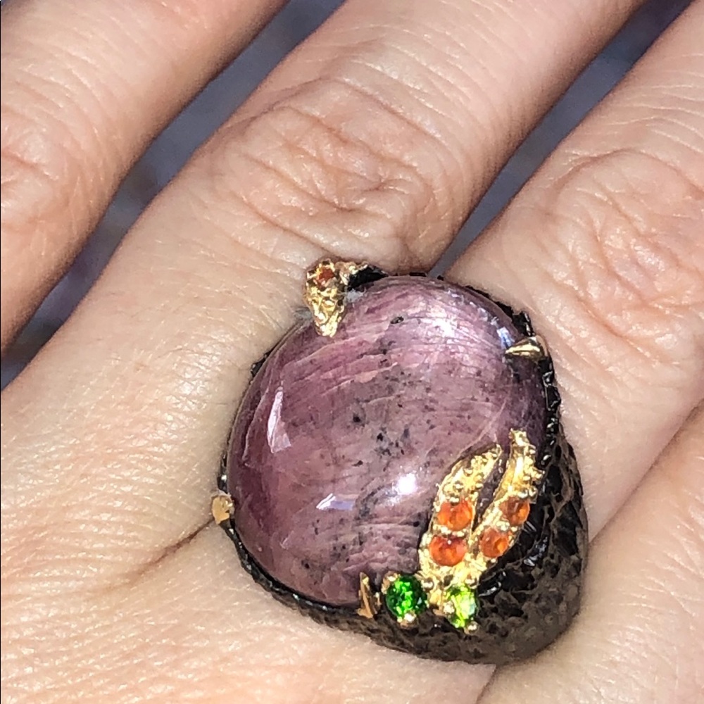 Genuine Ruby Sterling Silver Ring With Gems - image 3